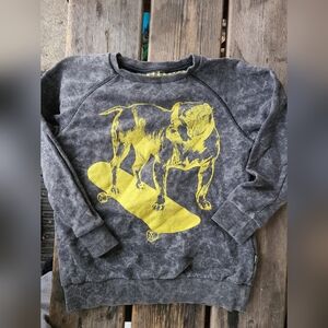 MUNSTER SZ 6Y VGUC GRAY acid wash YELLOW BULL DOG SURFBOARD pullover sweatshir